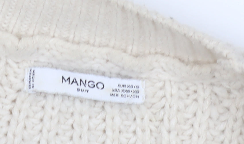 Womens UK Size 8 Mango Beige Cardigan Jumper