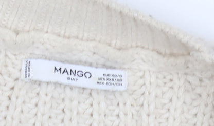Womens UK Size 8 Mango Beige Cardigan Jumper