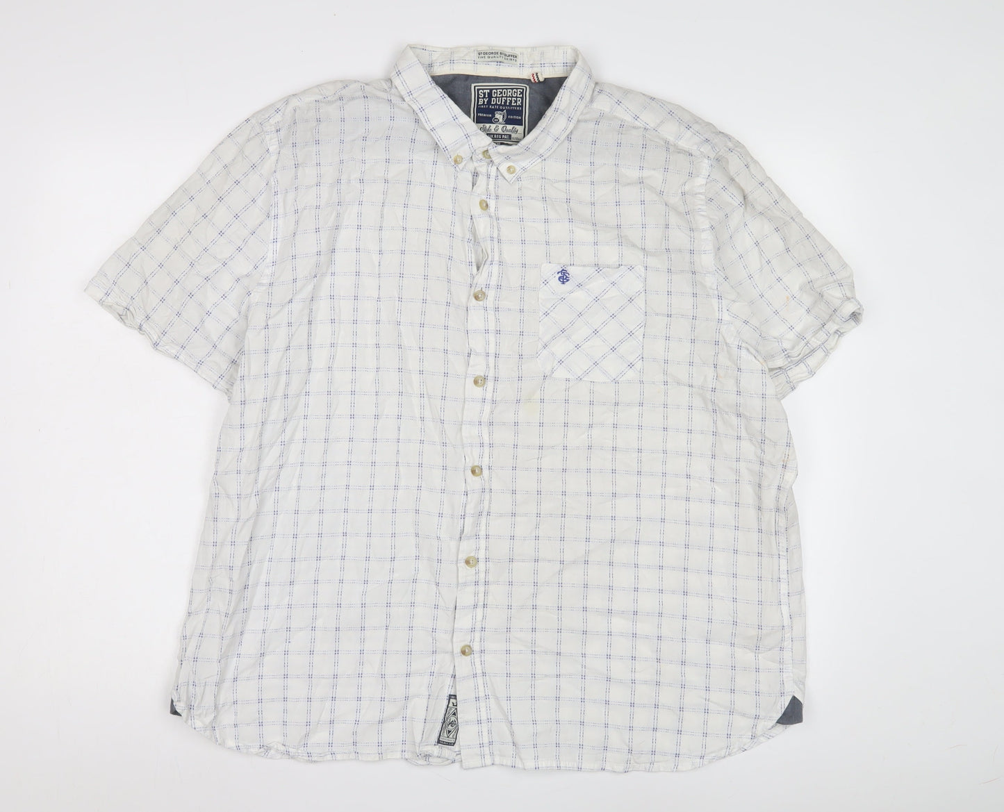 St George by Duffer Men's White Check Shirt 2XL