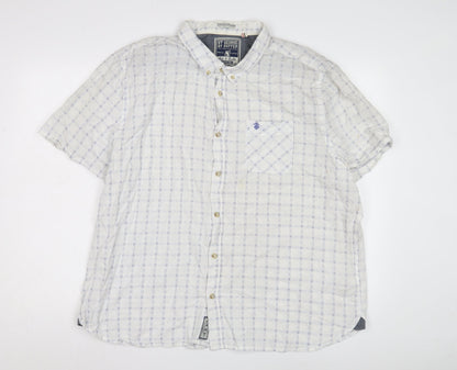 St George by Duffer Men's White Check Shirt 2XL