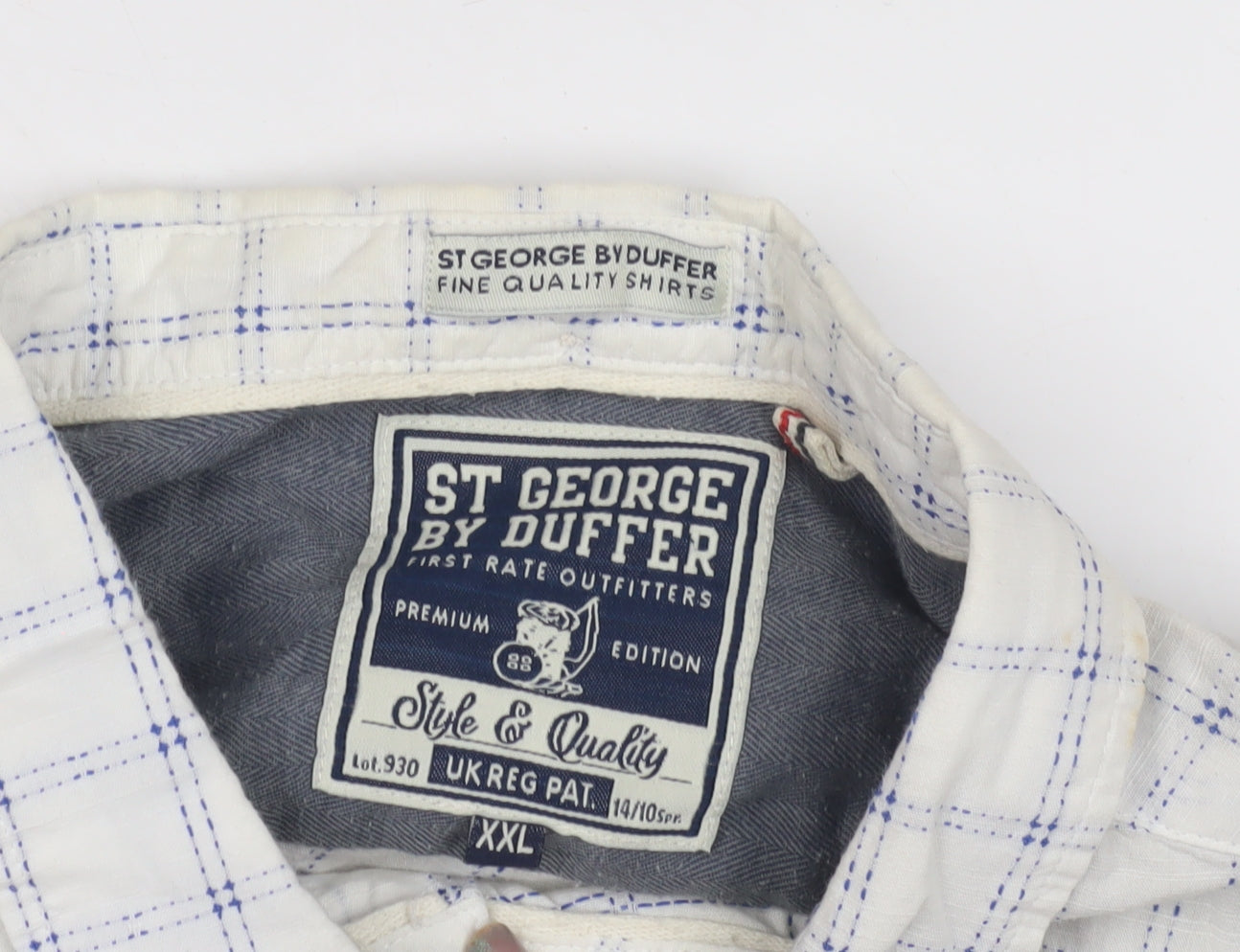 St George by Duffer Men's White Check Shirt 2XL