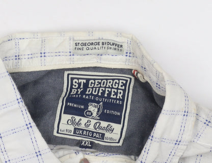 St George by Duffer Men's White Check Shirt 2XL