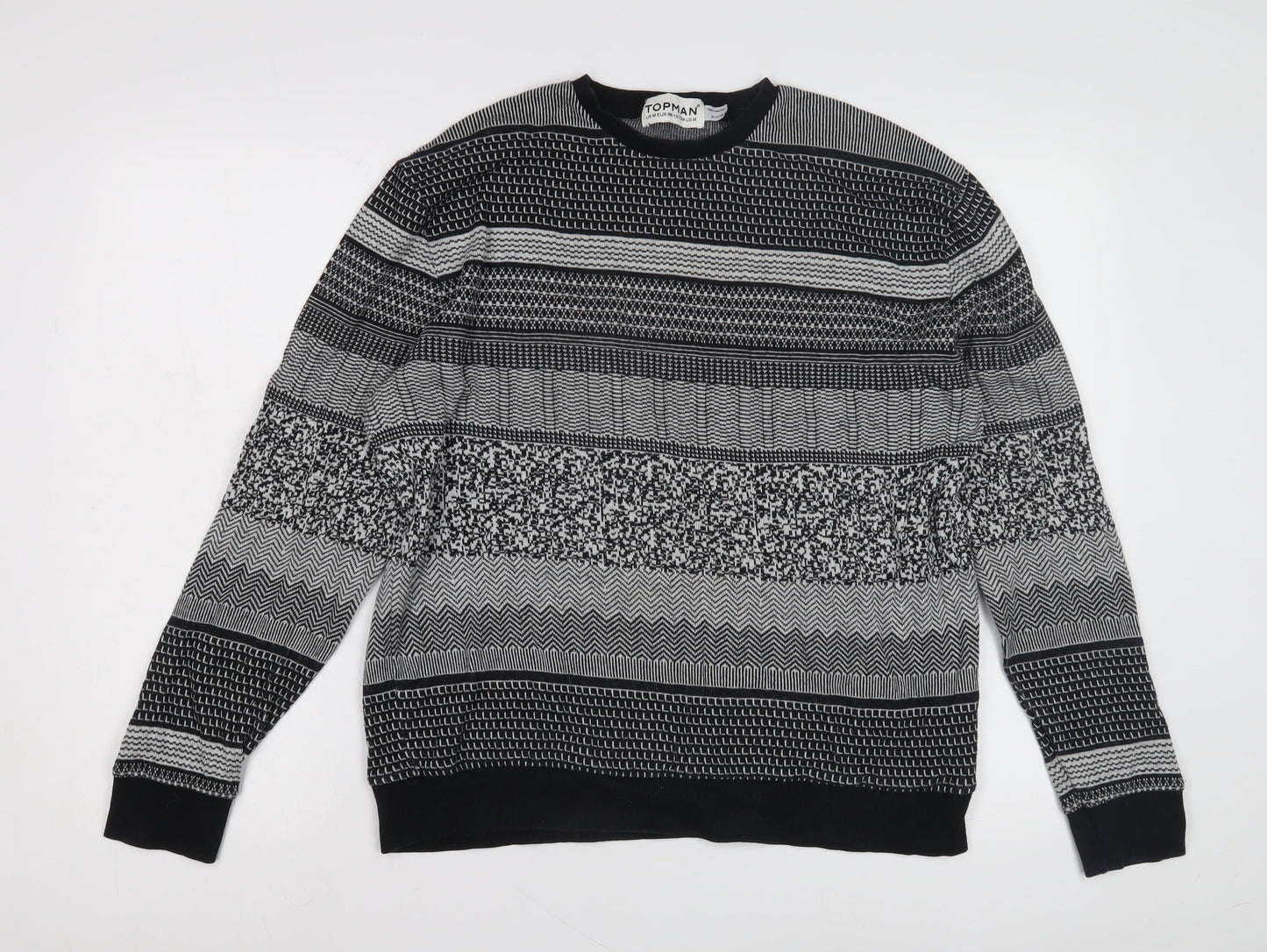Topman Men's Black Pullover Jumper M Retro Knit