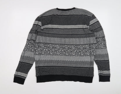 Topman Men's Black Pullover Jumper M Retro Knit