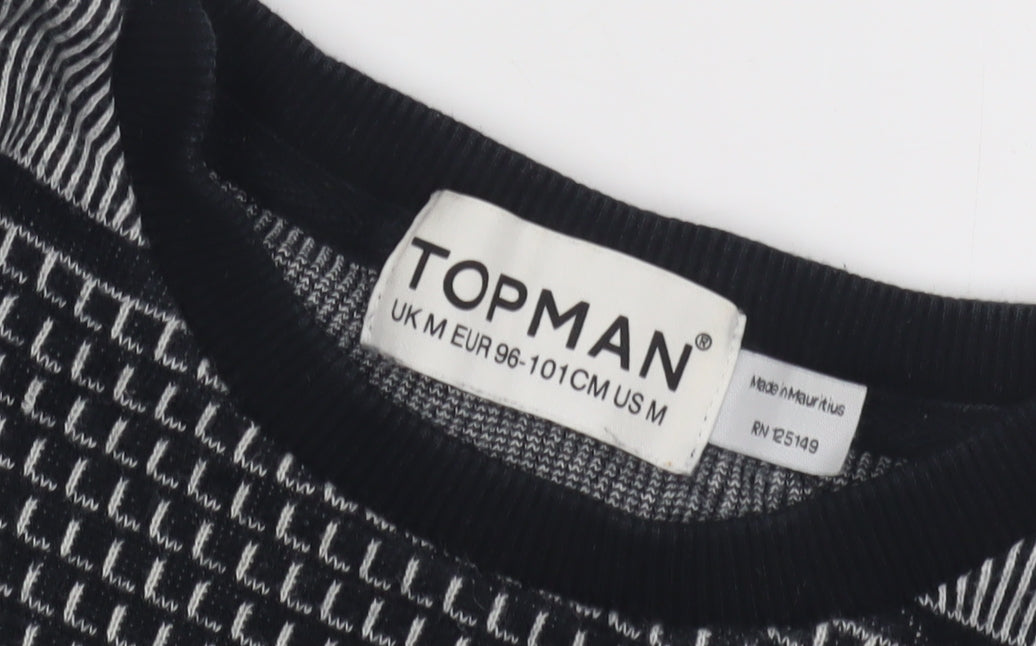 Topman Men's Black Pullover Jumper M Retro Knit