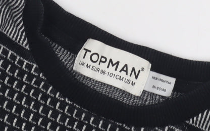 Topman Men's Black Pullover Jumper M Retro Knit
