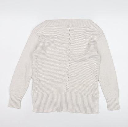Womens UK Size 8 Fat Face Ivory Pullover Jumper