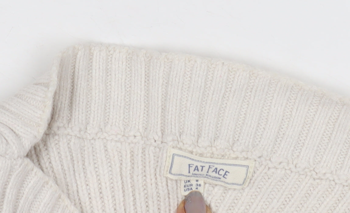 Womens UK Size 8 Fat Face Ivory Pullover Jumper