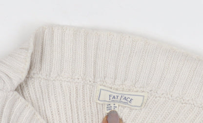 Womens UK Size 8 Fat Face Ivory Pullover Jumper