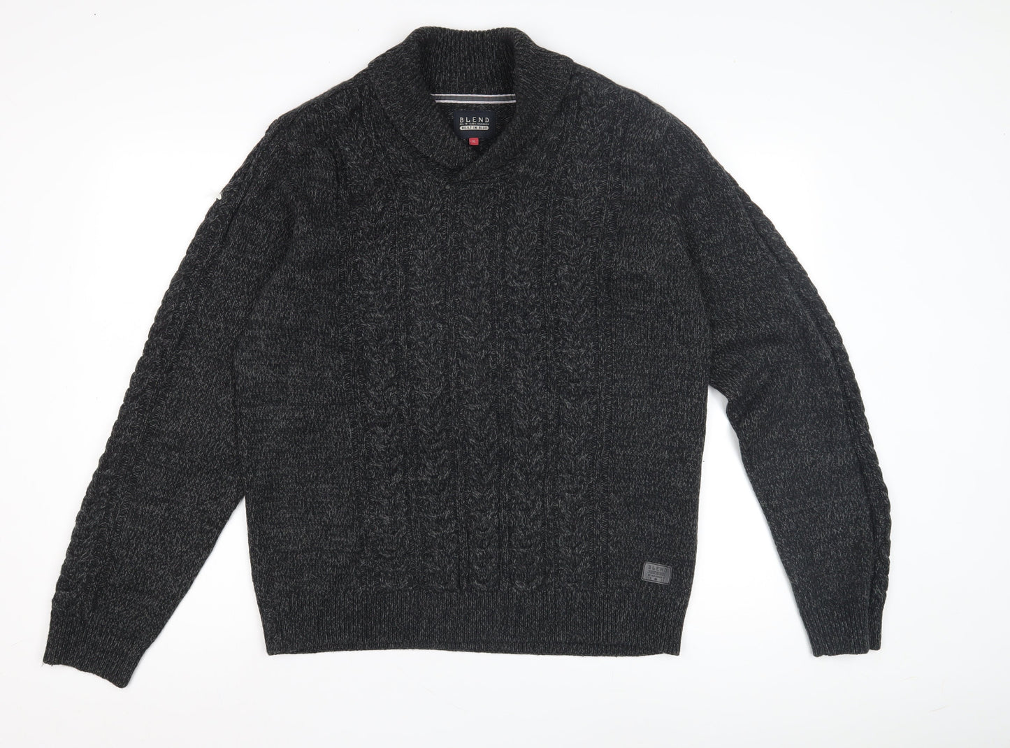 Blend Men's XL Black Cable-Knit Pullover Jumper