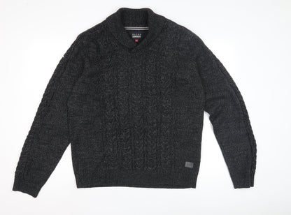 Blend Men's XL Black Cable-Knit Pullover Jumper
