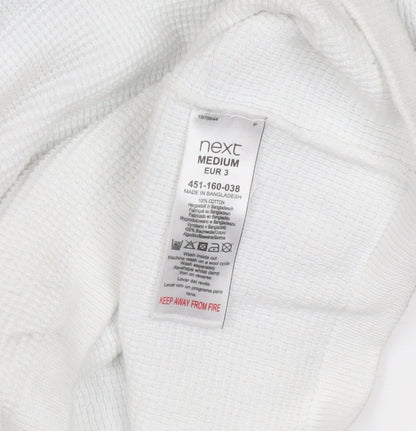 Next Men's M Blue White Waffle-Knit Pullover Jumper