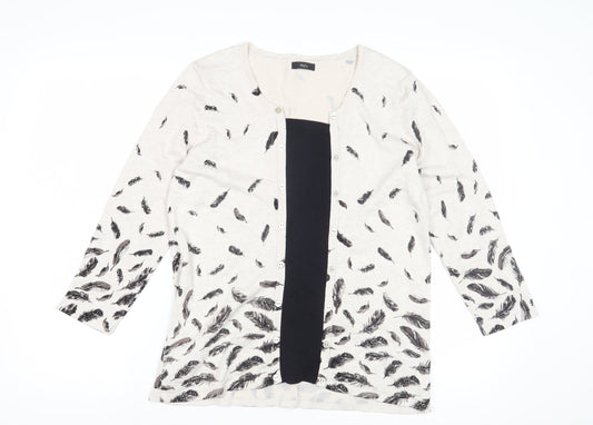 Womens UK Size 14 M&Co Ivory Cardigan Jumper