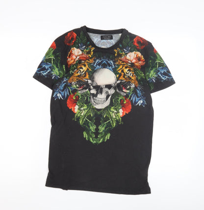 Unisex Adults UK Size 10 Zara Black Basic T-Shirt