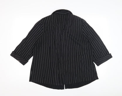 Bonmarche Black Striped Button-Up Women's Shirt Size 20