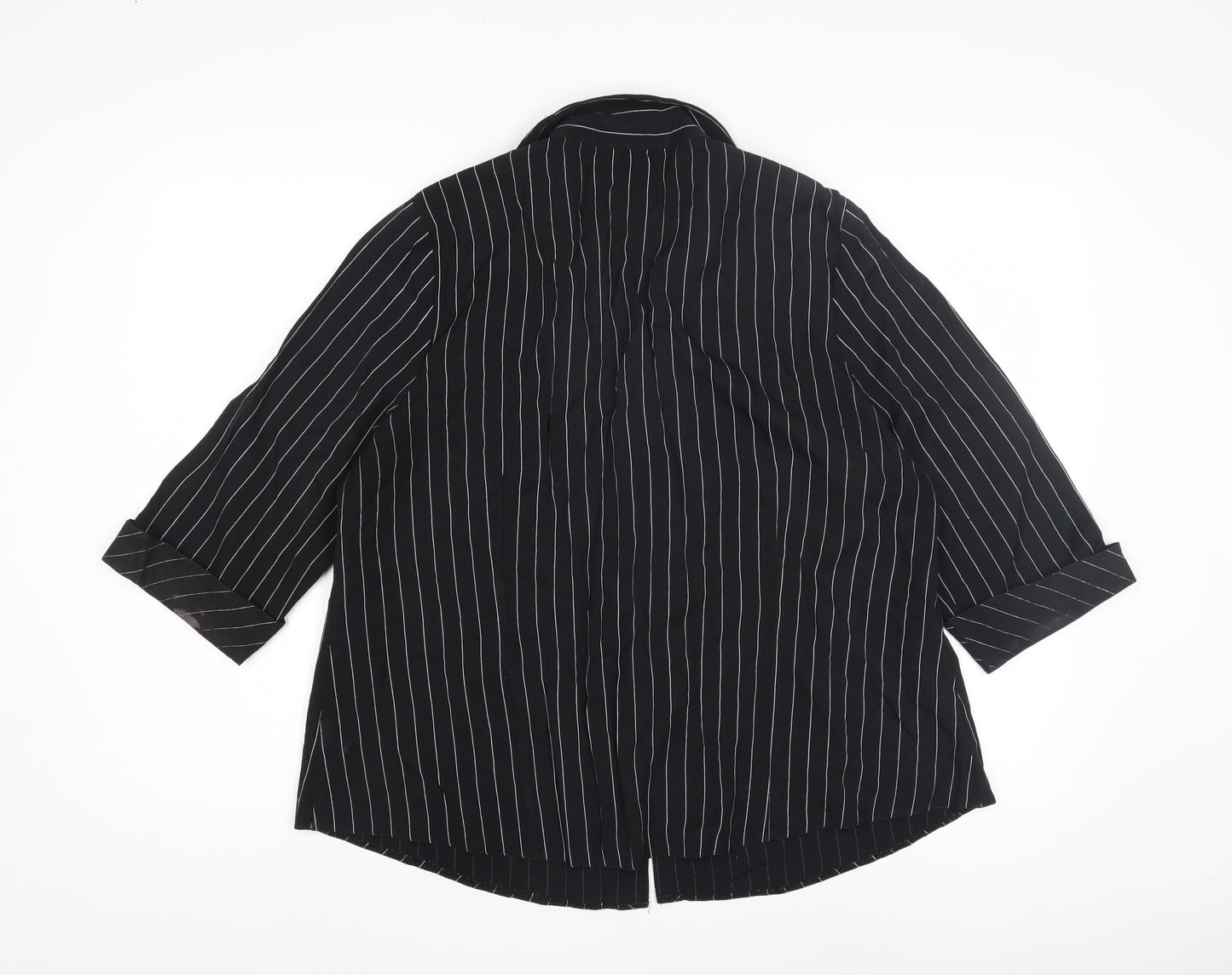 Bonmarche Women's Black Striped Button-Up Shirt, Size 20