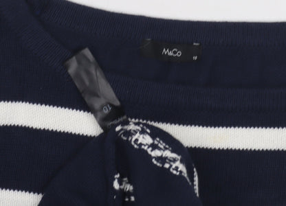 Womens UK Size 10 M&Co Blue Pullover Jumper