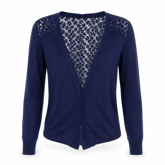 Mixumi Women's Blue Floral Embroidered Open Front Cardigan
