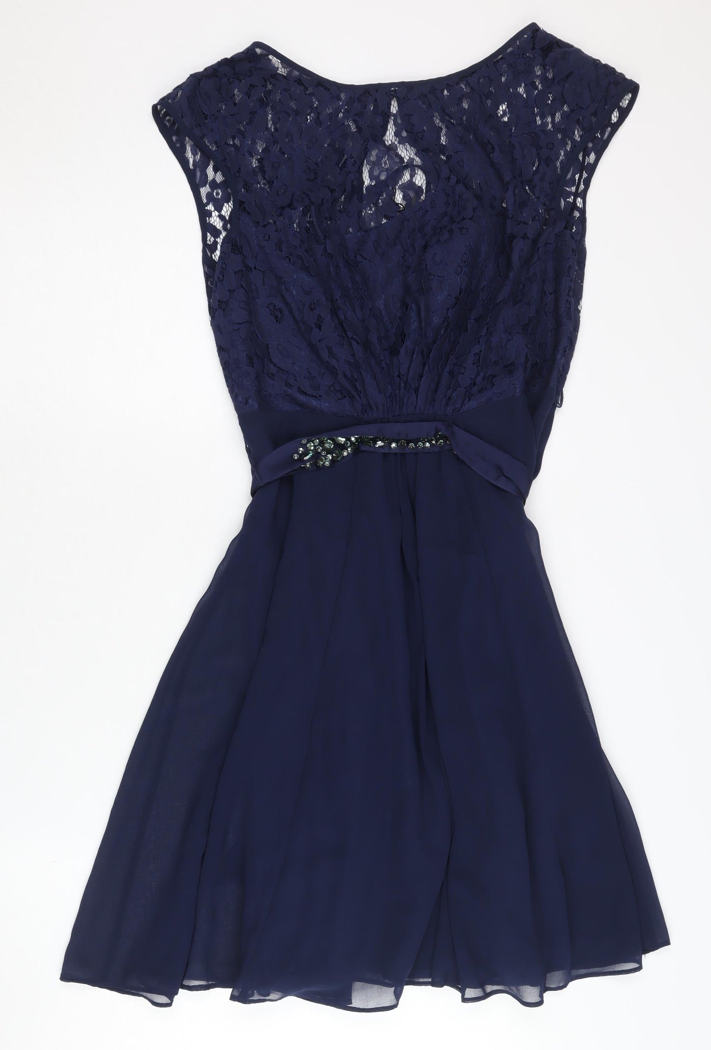 Coast Women's Blue Sleeveless Lace Dress UK 10