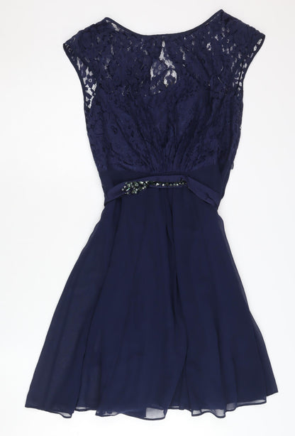 Coast Women's Blue Sleeveless Lace Dress UK 10