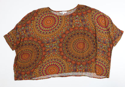 Womens UK Size M Apricot Multicoloured Basic T-Shirt