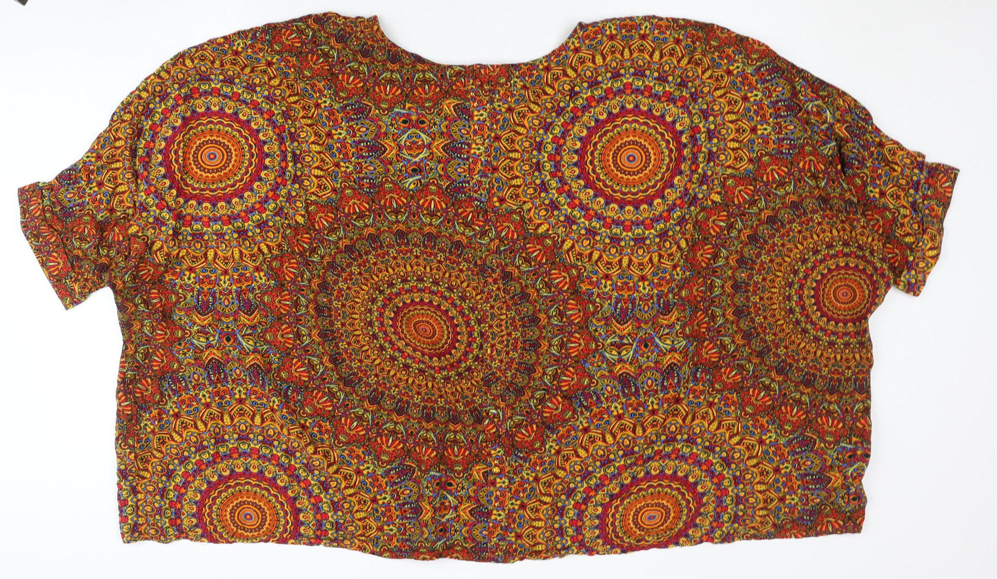Womens UK Size M Apricot Multicoloured Basic T-Shirt