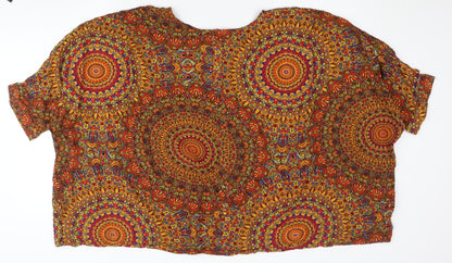 Womens UK Size M Apricot Multicoloured Basic T-Shirt