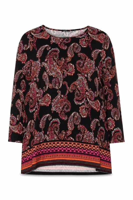 Front view of Roman Women's Paisley Top, size 18, Multicoloured 3/4 Sleeve