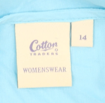 Cotton Traders Women's Blue 3/4 Sleeve V-Neck Top