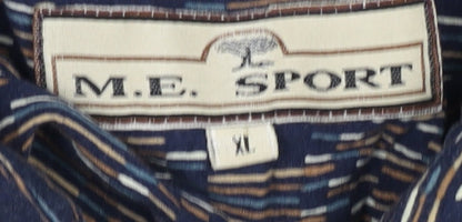 M.E. Sport Men's Blue XL Geometric Button-Up Shirt