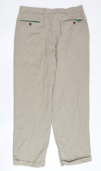 Melka Men's Beige Regular Fit Pleated Trousers