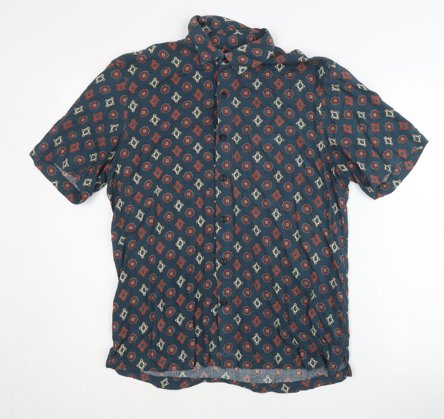 Pull & Bear Men's Geometric Shirt, Medium, Multicoloured