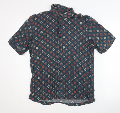Pull & Bear Men's Geometric Shirt, Medium, Multicoloured