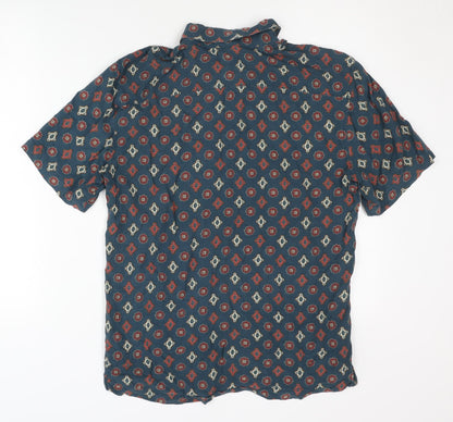 Pull & Bear Men's Geometric Shirt, Medium, Multicoloured