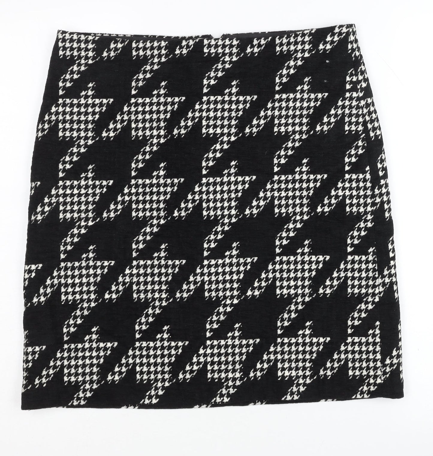Marks and Spencer Women's Black Houndstooth Skirt Size 12