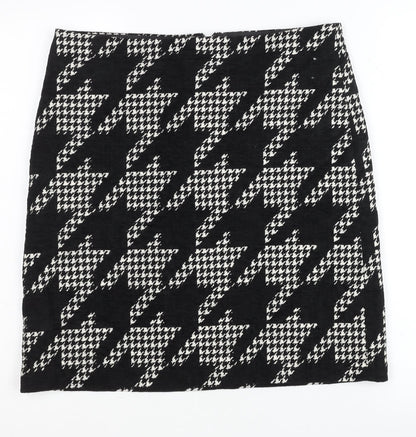 Marks and Spencer Women's Black Houndstooth Skirt Size 12