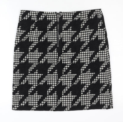 Marks and Spencer Women's Black Houndstooth Skirt Size 12