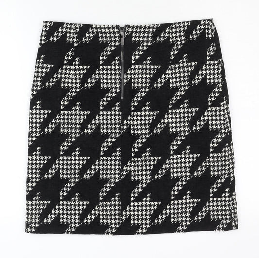 Marks and Spencer Women's Black Houndstooth Skirt Size 12