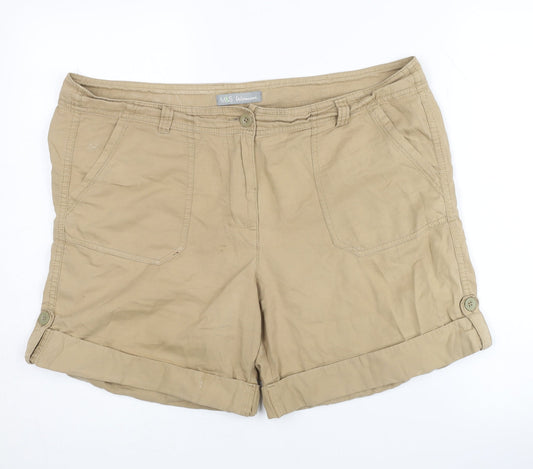 Marks and Spencer Women's Beige Chino Shorts UK 16
