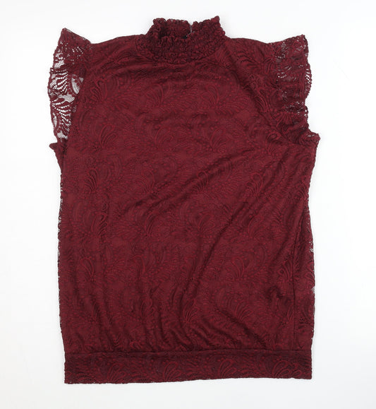 M&Co Women's Red Lace Top Size 12