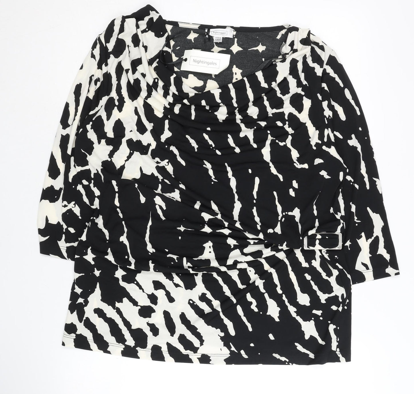 Nightingales Women's Black Cowl Neck Blouse Size 18