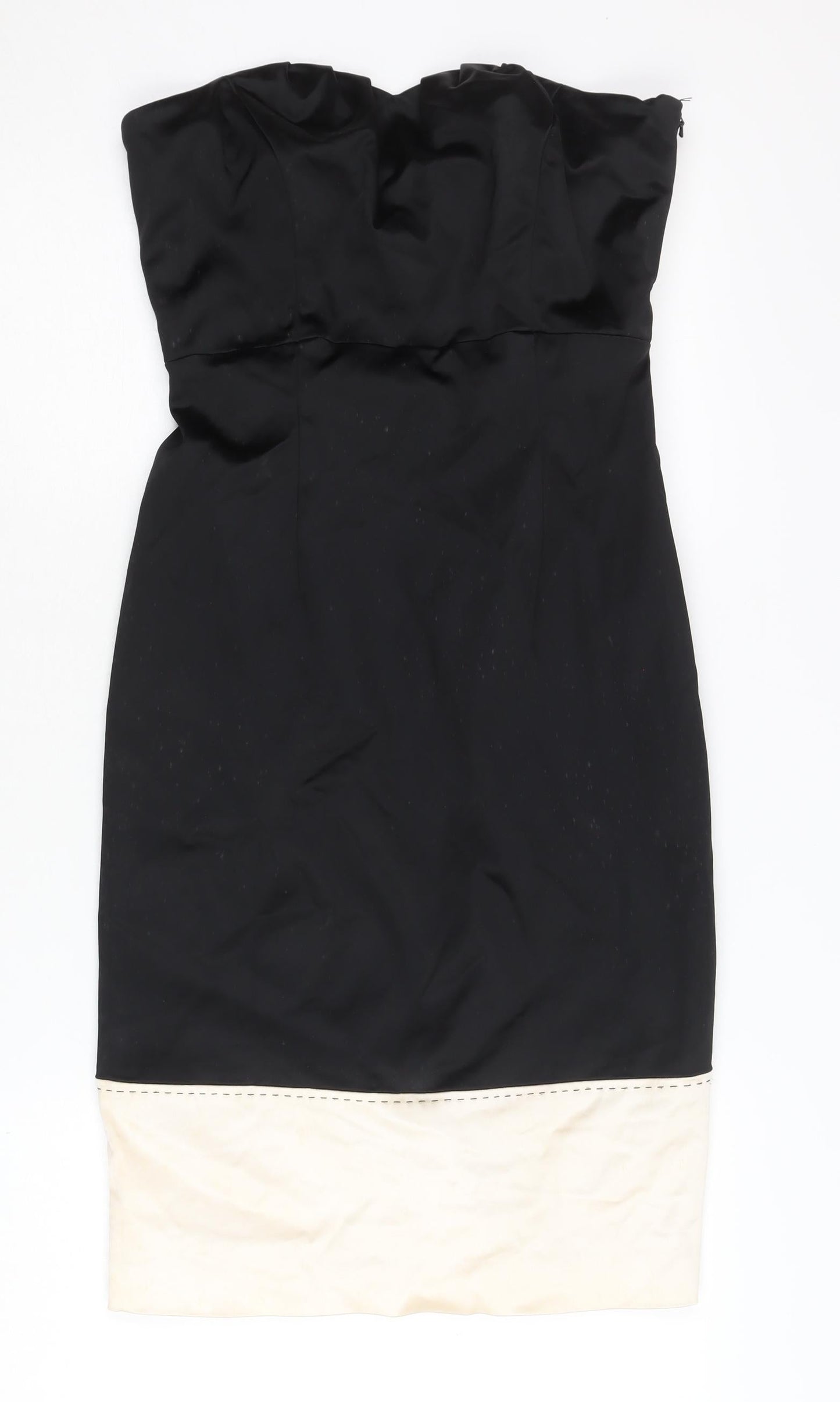 Coast Women's Black Beige Strapless Sheath Dress Size 10