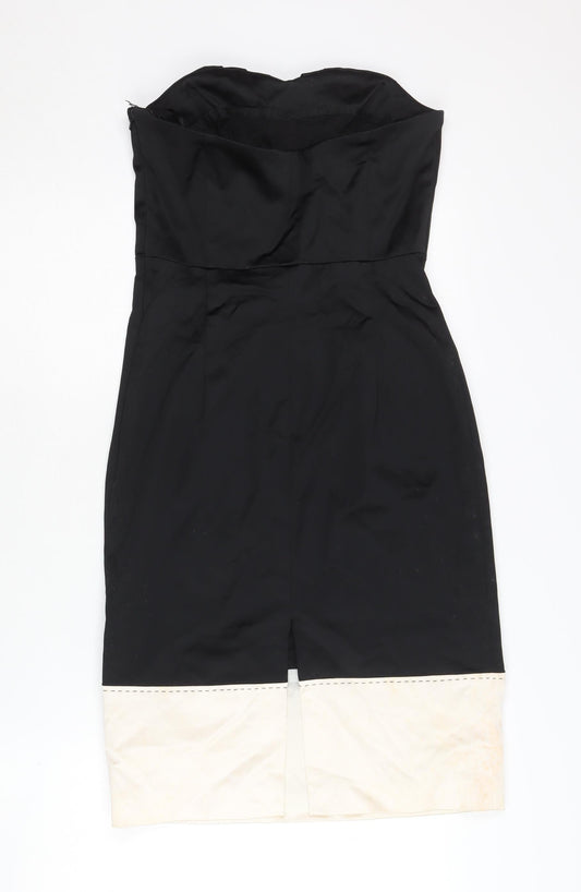 Coast Women's Black Beige Strapless Sheath Dress Size 10