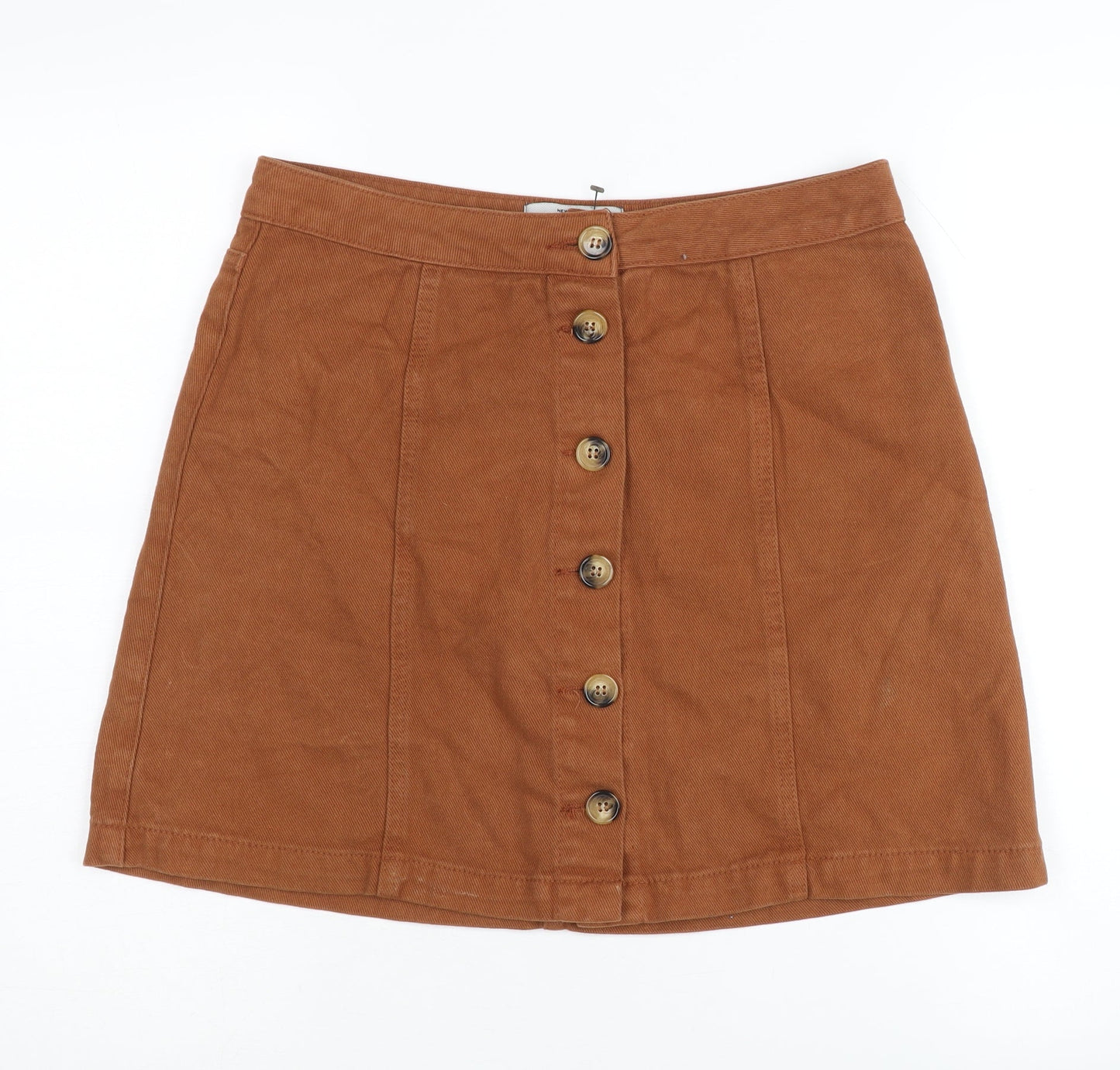 New Look Women’s Brown A-Line Button Skirt, Size 10