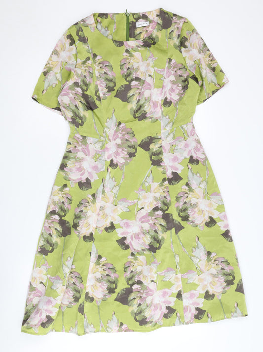 Eastex Women's Green Floral A-Line Dress, Size 10