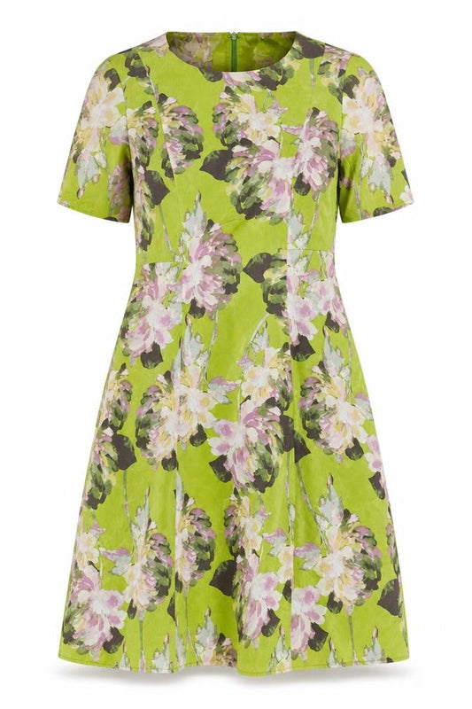Eastex Women's Green Floral A-Line Dress, Size 10