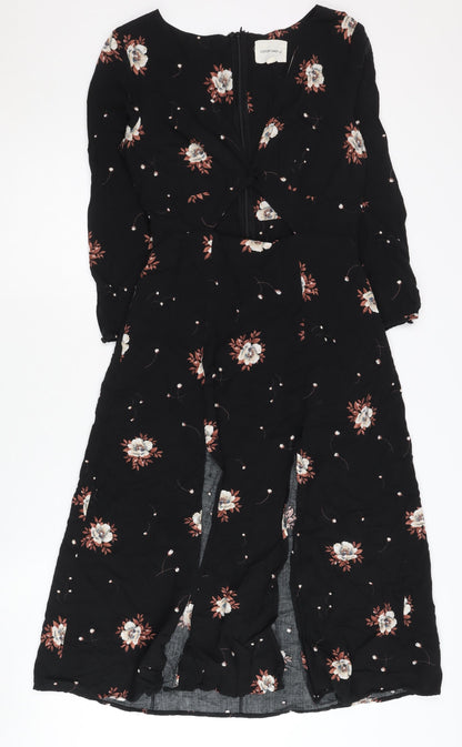 Cotton Candy LA Women's Black Floral Midi A-Line Dress S