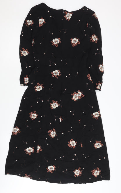 Cotton Candy LA Women's Black Floral Midi A-Line Dress S