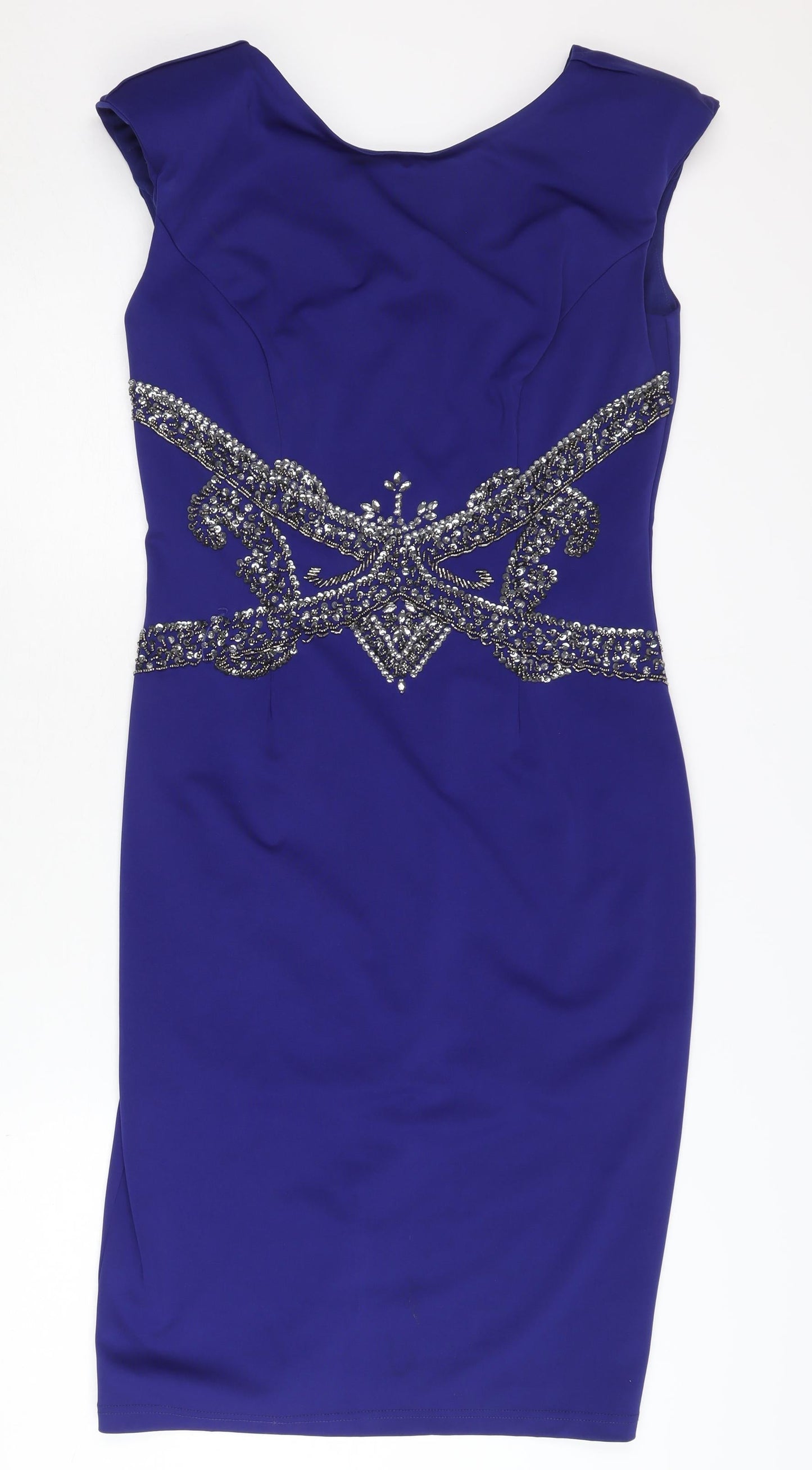 Little Mistress Blue Bodycon Dress, UK 14, Party Style