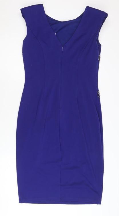 Little Mistress Blue Bodycon Dress, UK 14, Party Style